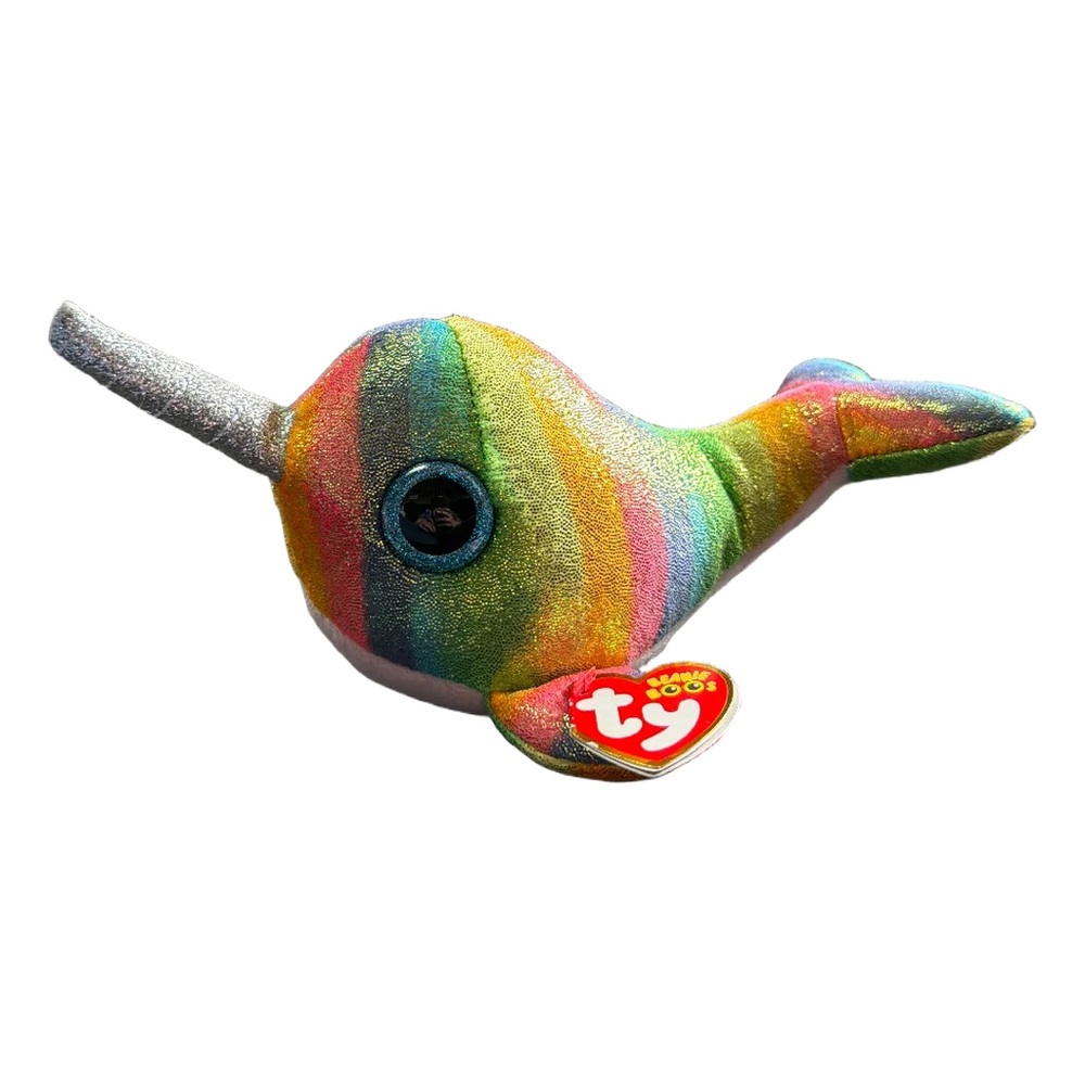 Ty Beanie Boo Nori Rainbow Narwhal Plush Unicorn of the Sea